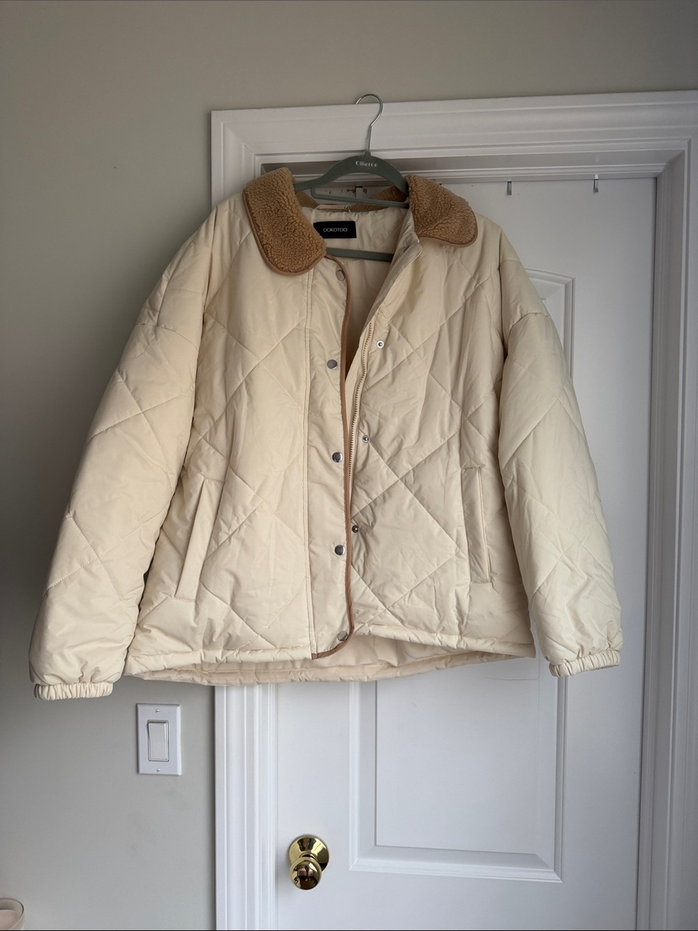 Weekend Quilted Cream Jacket with Sherpa Collar